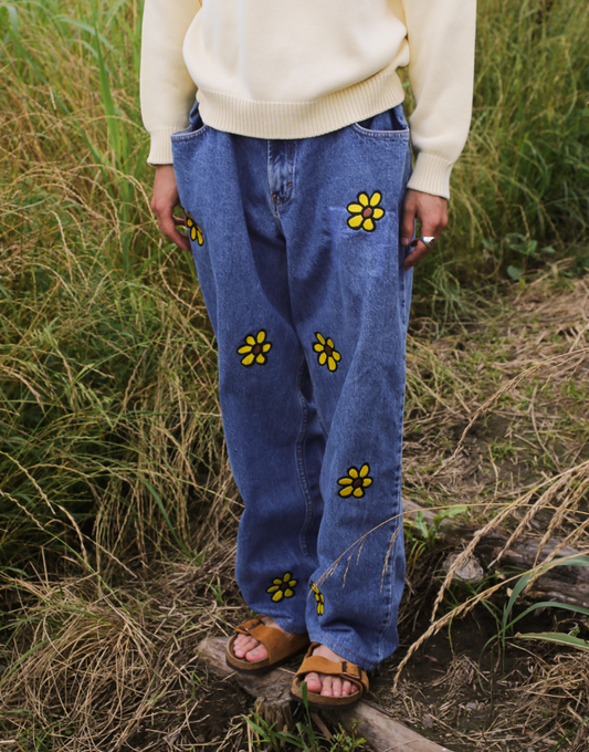 Vintage Gap baggy fit daisy blue jeans
