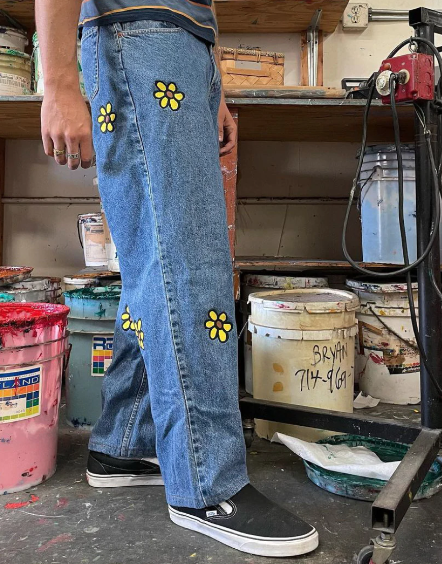 Vintage Gap baggy fit daisy blue jeans