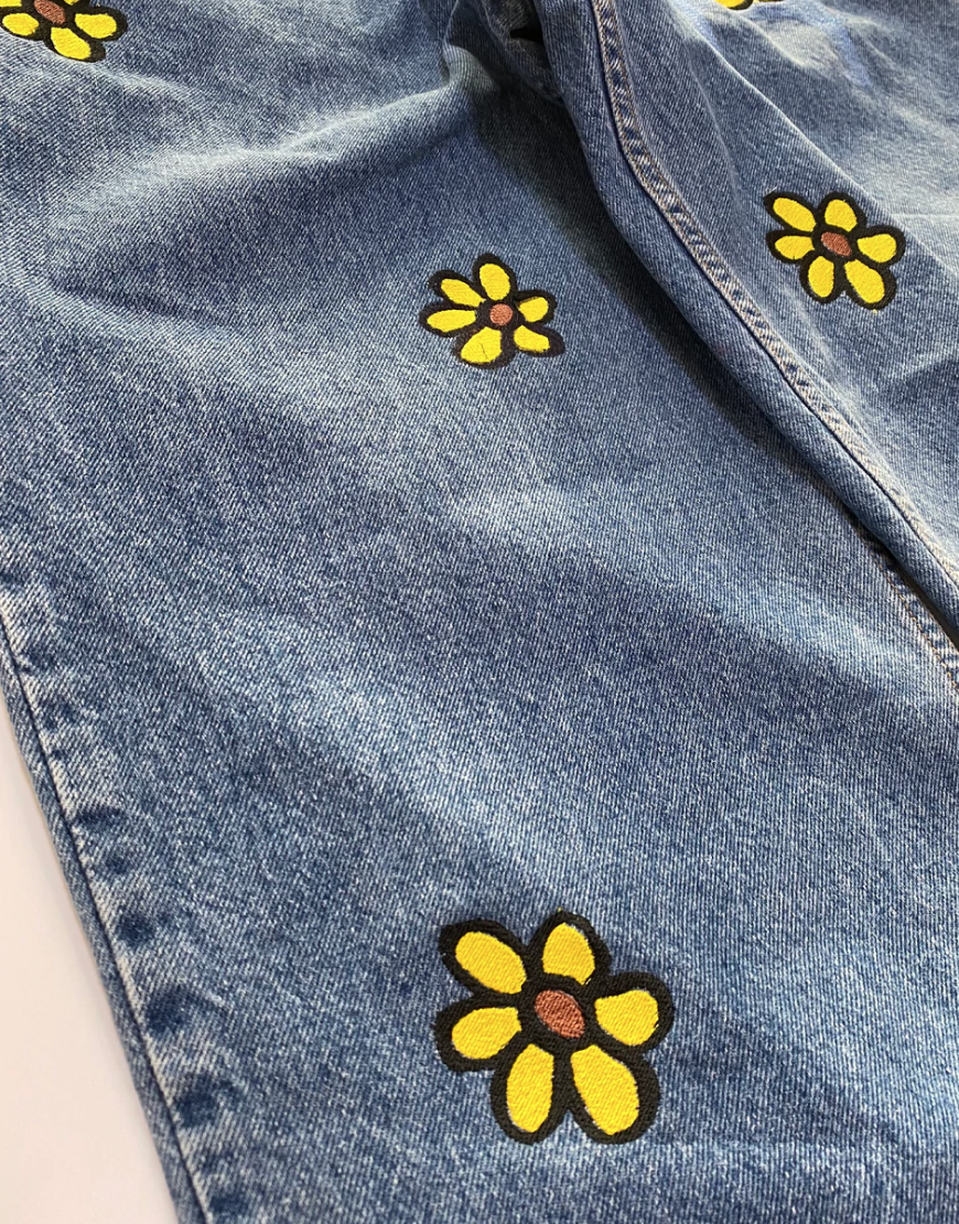 Vintage Gap baggy fit daisy blue jeans