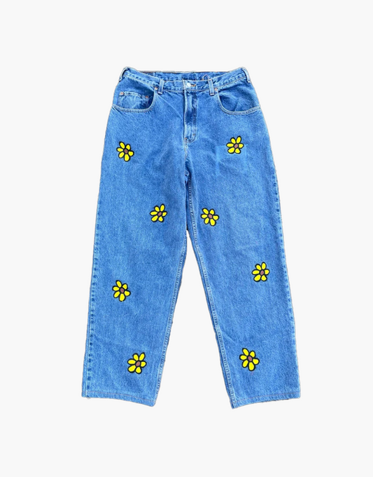 Vintage Gap baggy fit daisy blue jeans
